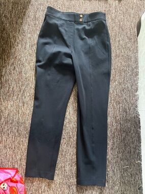SPANX Black High-Waist Pants with Gold Accent Buttons
